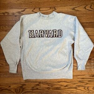 Vintage Champion Men’s L Harvard Sweatshirt Crewneck Reverse Weave Gray 90s Ivy